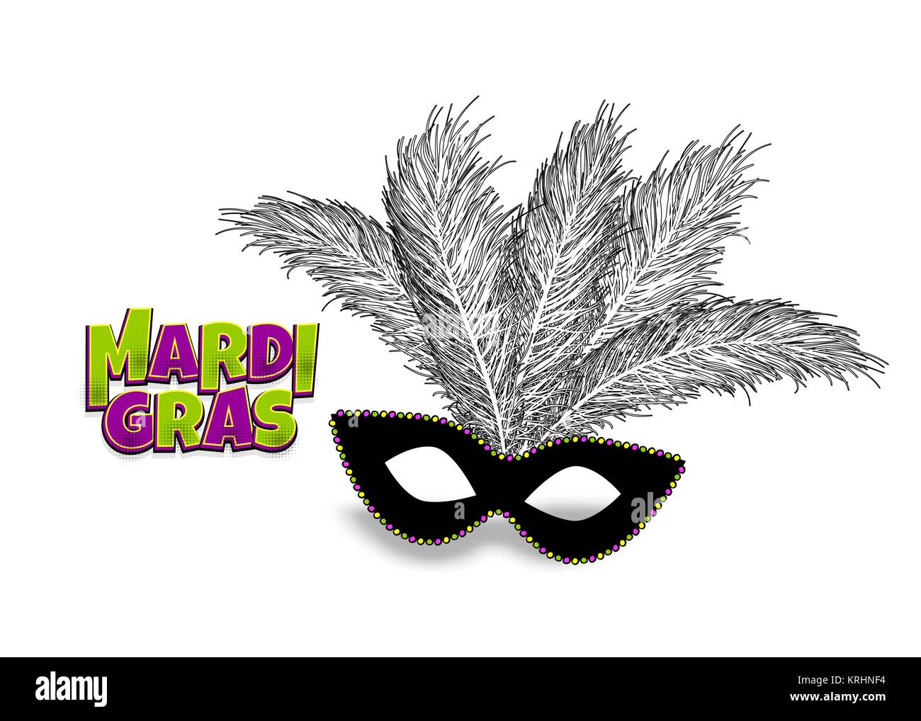 Mardi gras carnival vector illustration tradução é em francês para fat  tuesday festival com máscaras