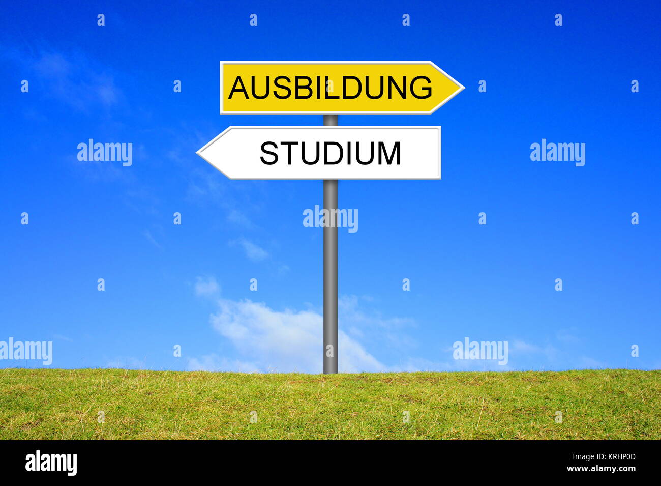 signpost sign showing training or study Stock Photo - Alamy