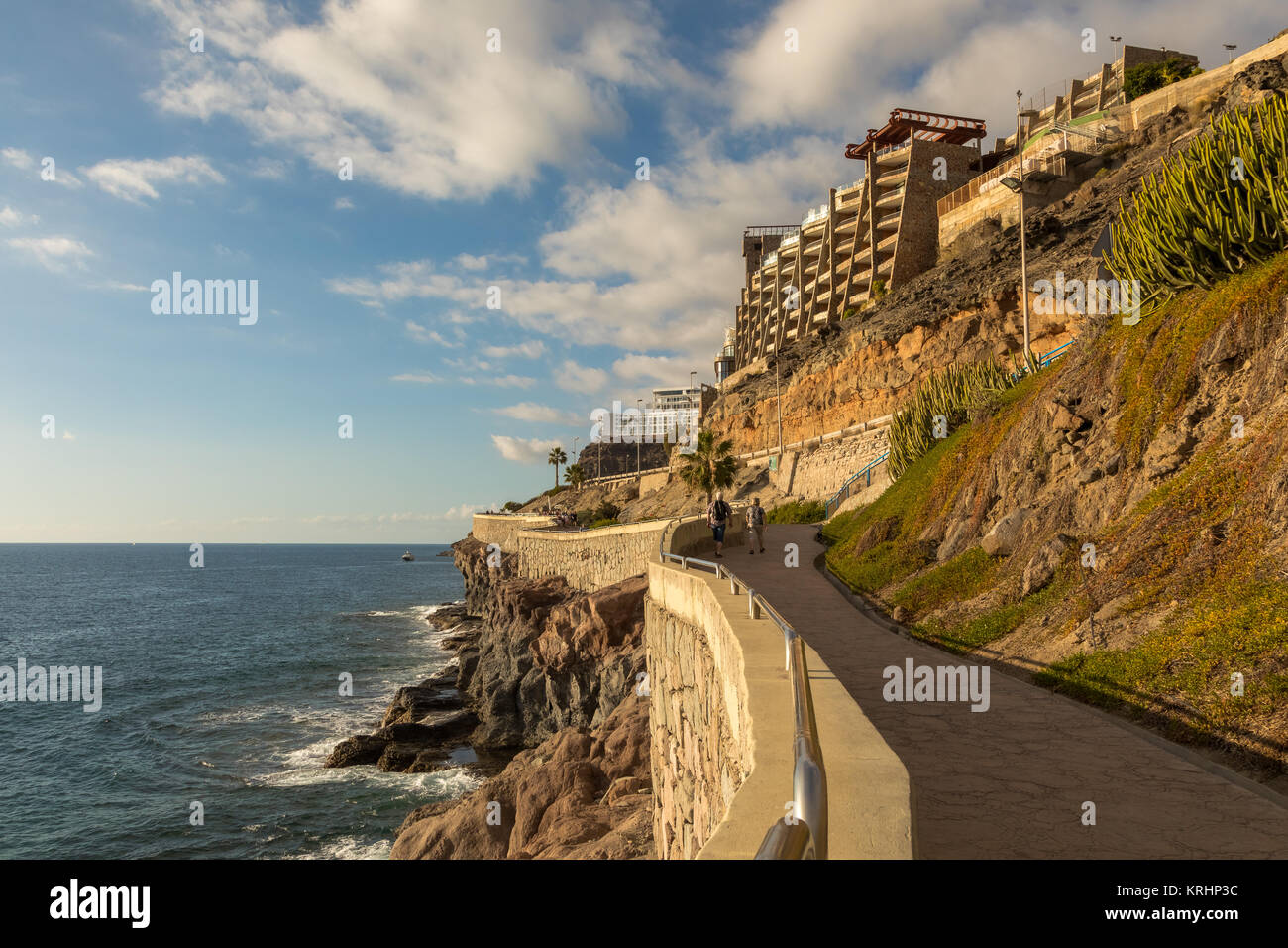 The coastal promenade from Puerto Rico to Amadores, Gran Canaria, Canary Islands, Spain Stock Photo