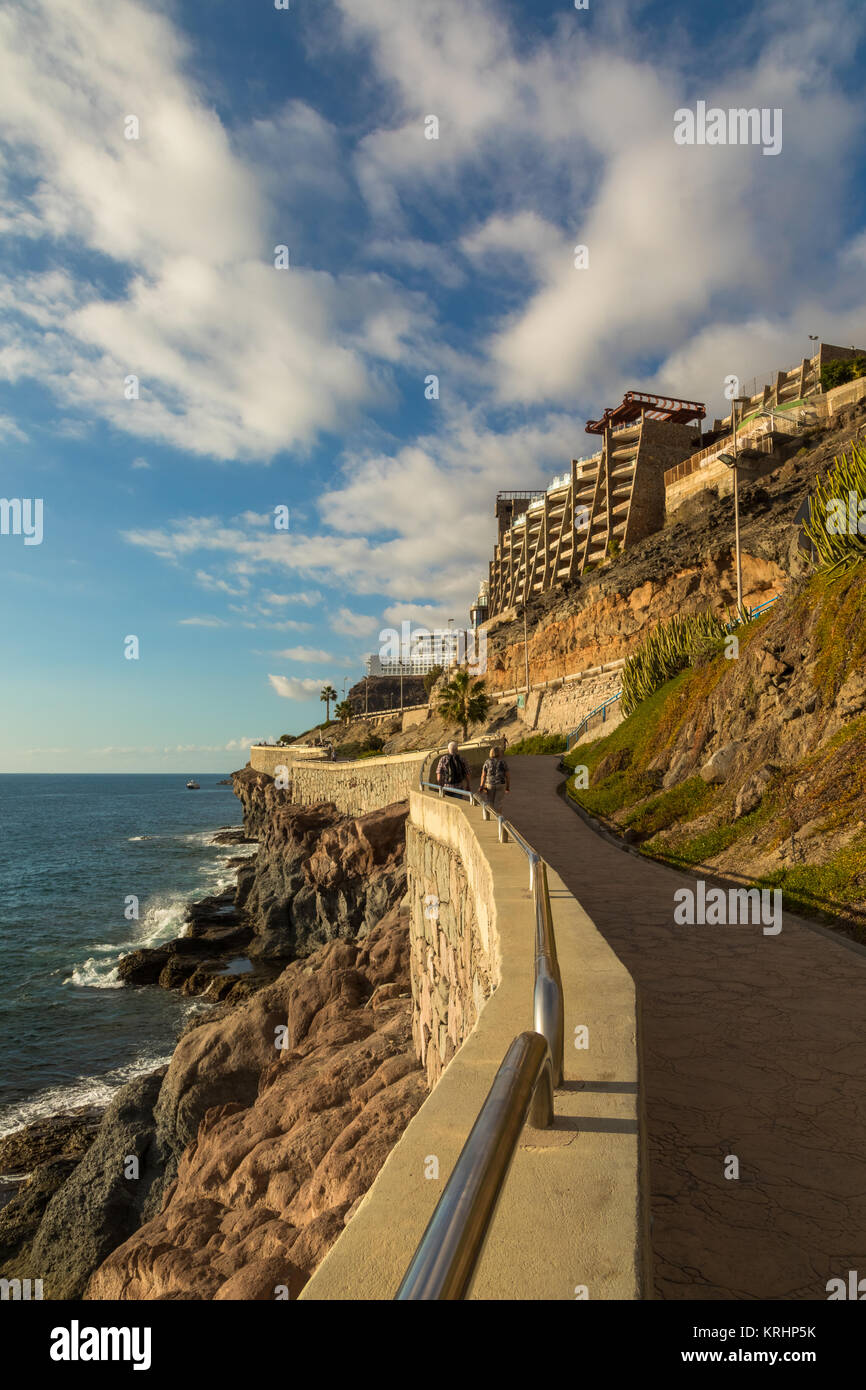 The coastal promenade from Puerto Rico to Amadores, Gran Canaria, Canary Islands, Spain Stock Photo