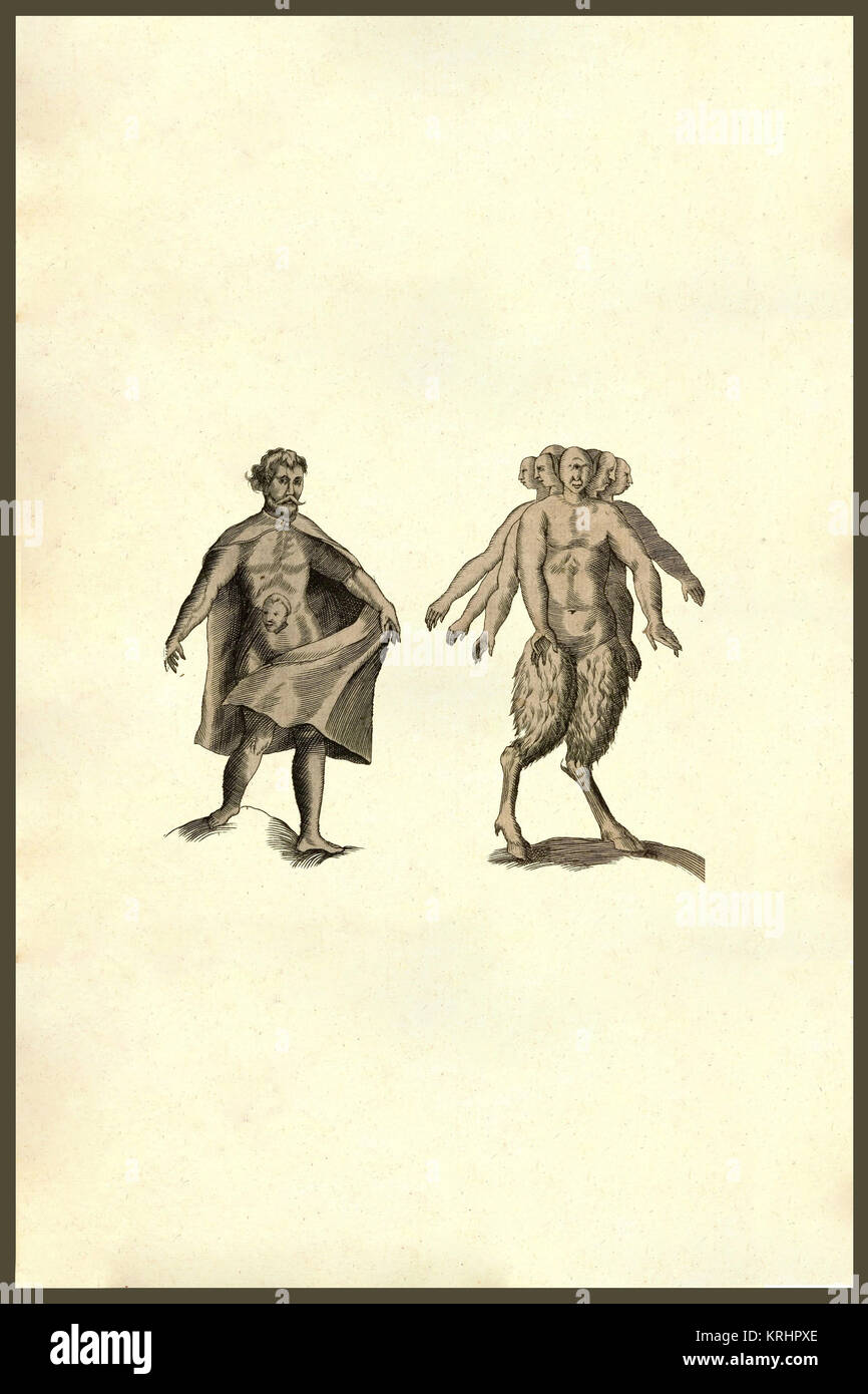 "Monstrum biceps & septiceps. Multi armed men. From the 1642 book ...