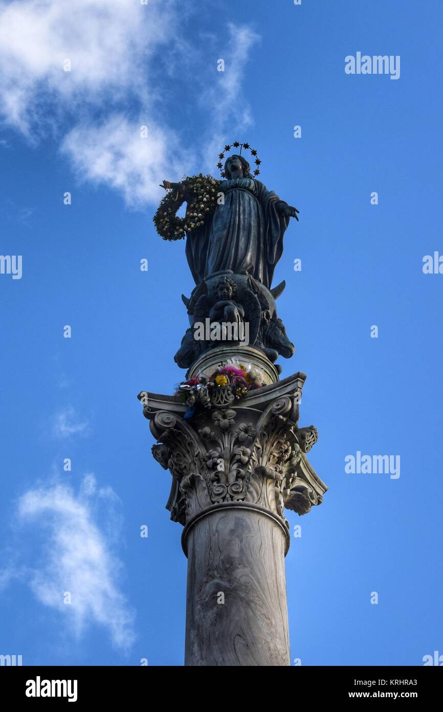 Low angle view of the Immaculate Column in Mignanelli square Stock Photo