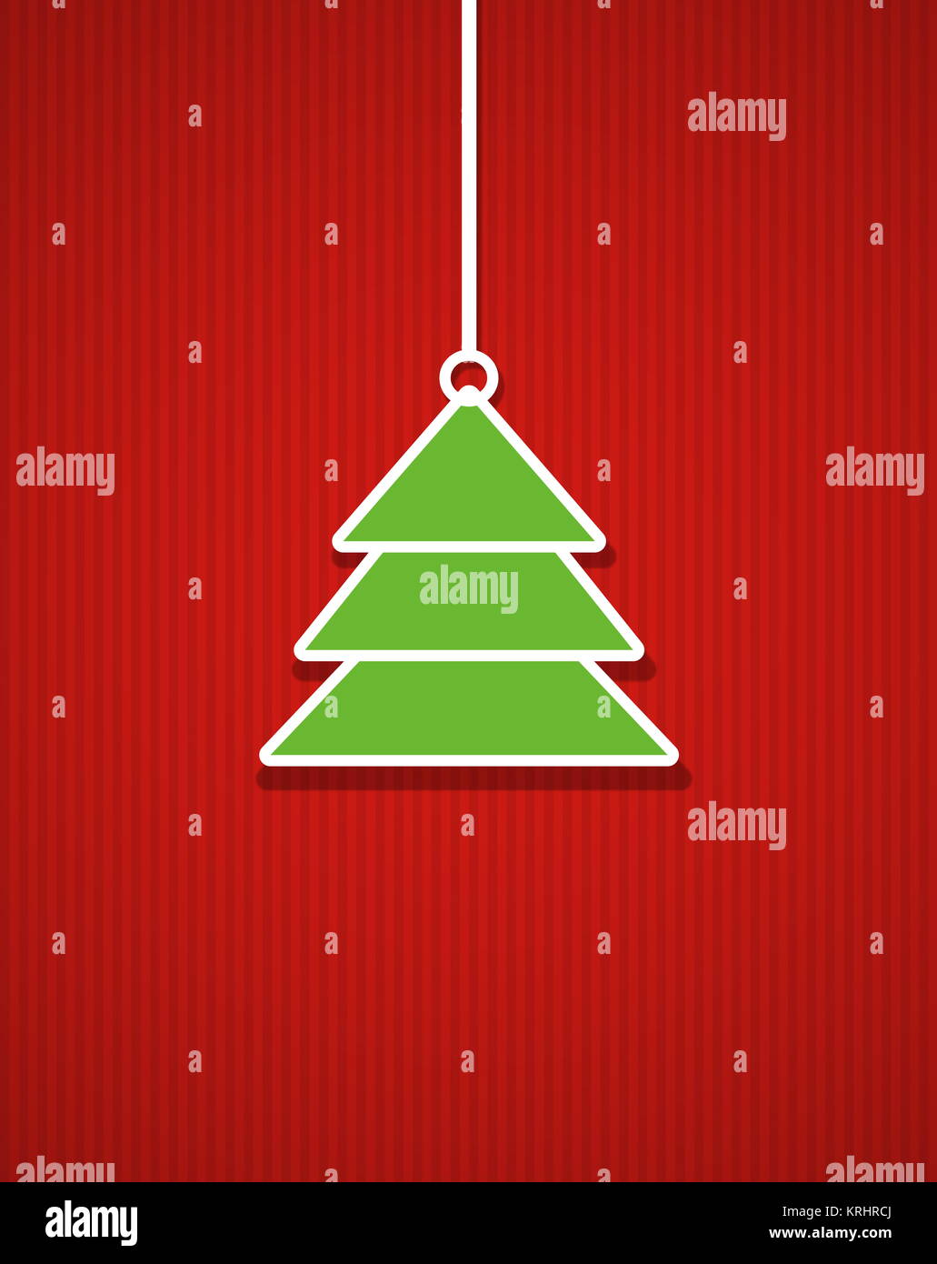 Gestreifte rote Weihnachtskarte mit grünem Tannenbaum Stock Photo - Alamy