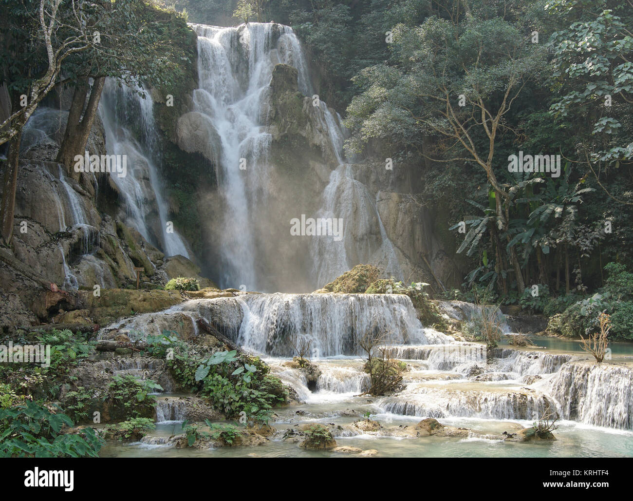 indeed,kuang si waterfall,laos Stock Photo
