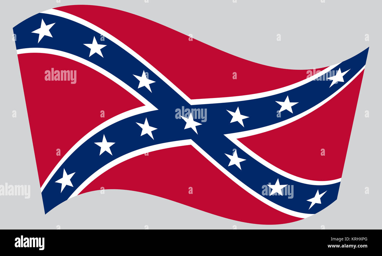 Confederate rebel flag waving on gray background Stock Photo