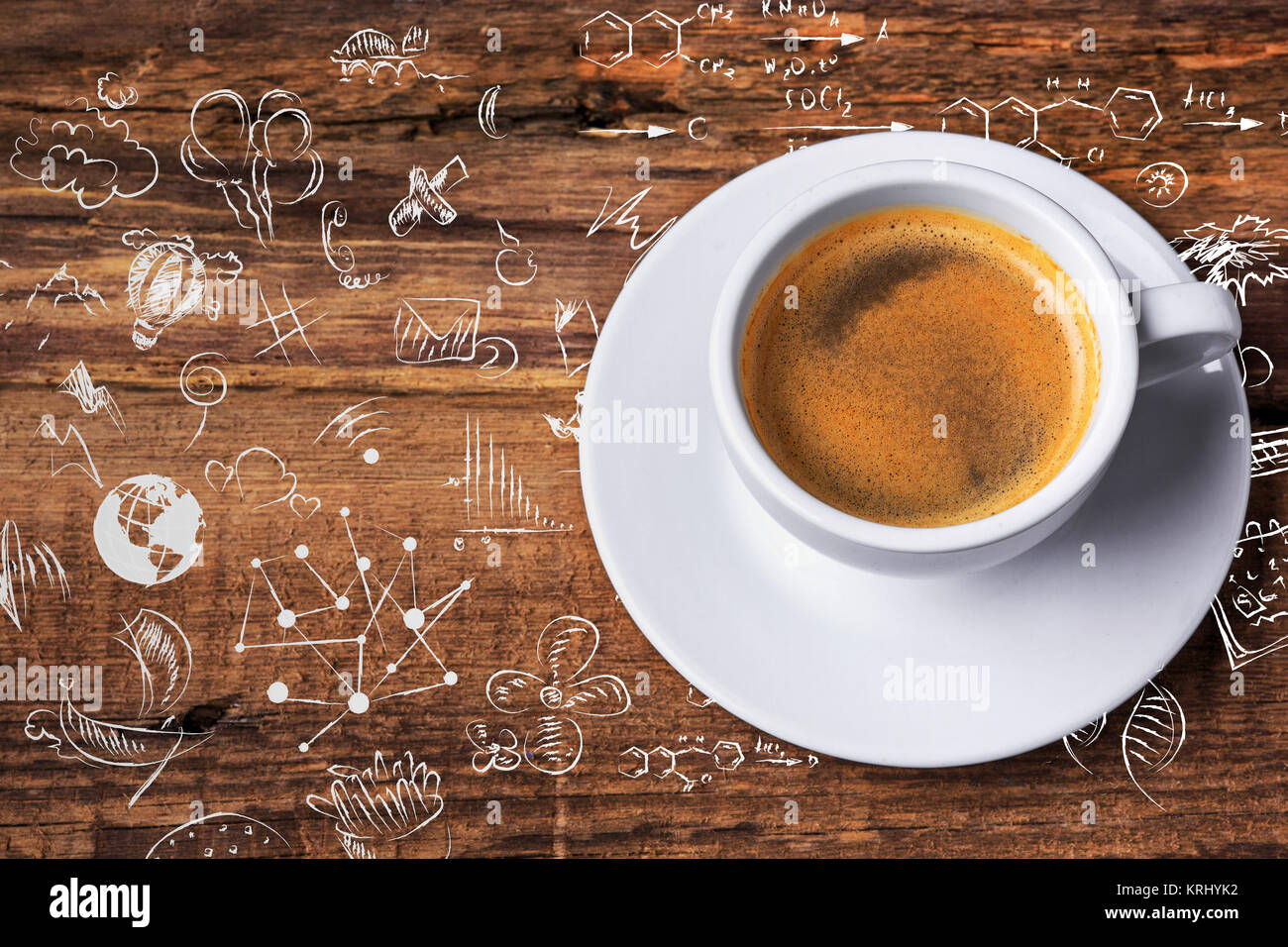 Coffee cup on a wooden table Stock Photo