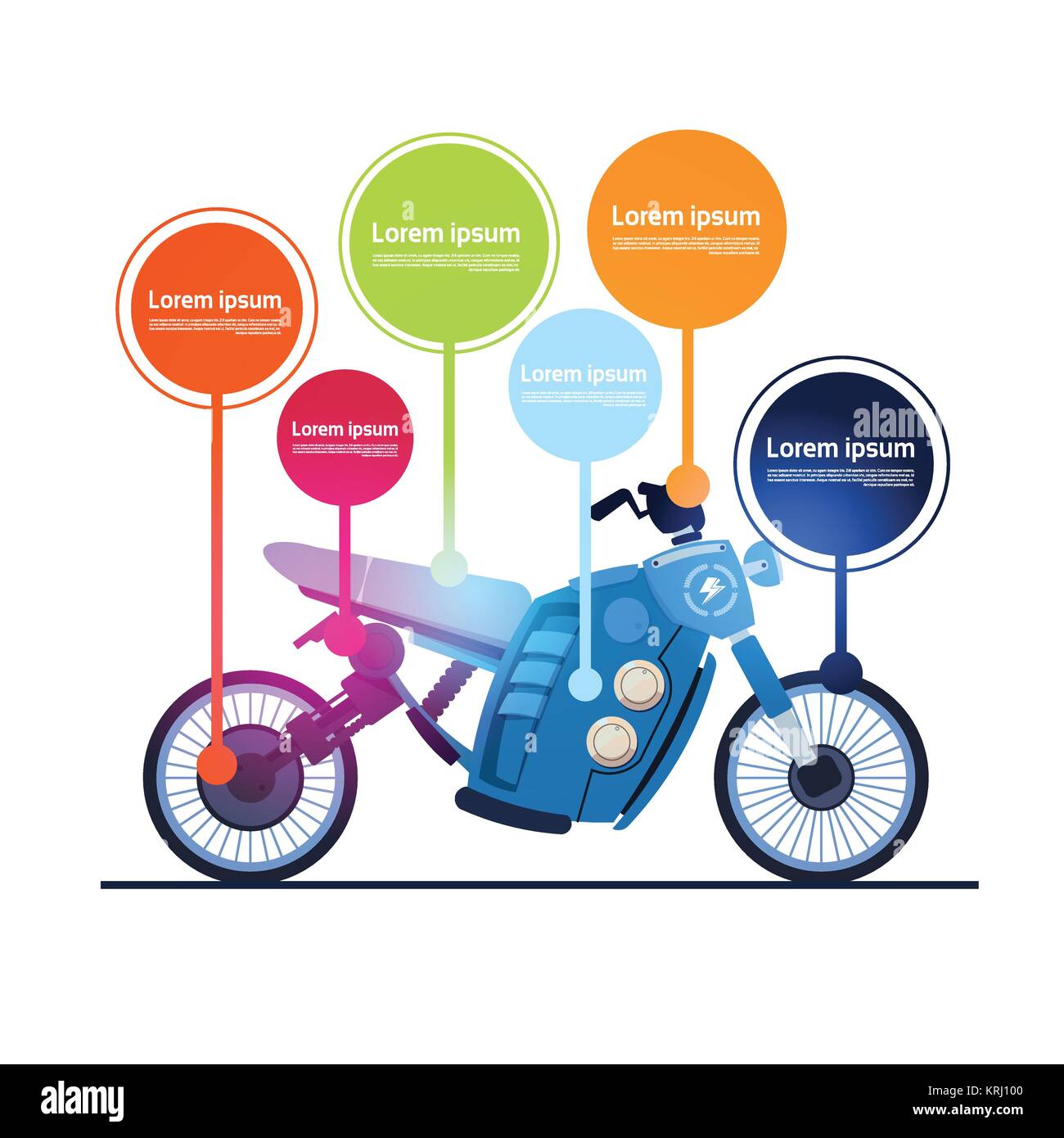 Realistic Motorcycle Hybrid Electric Motorbike Template Infographic Elements On While Background Stock Vector