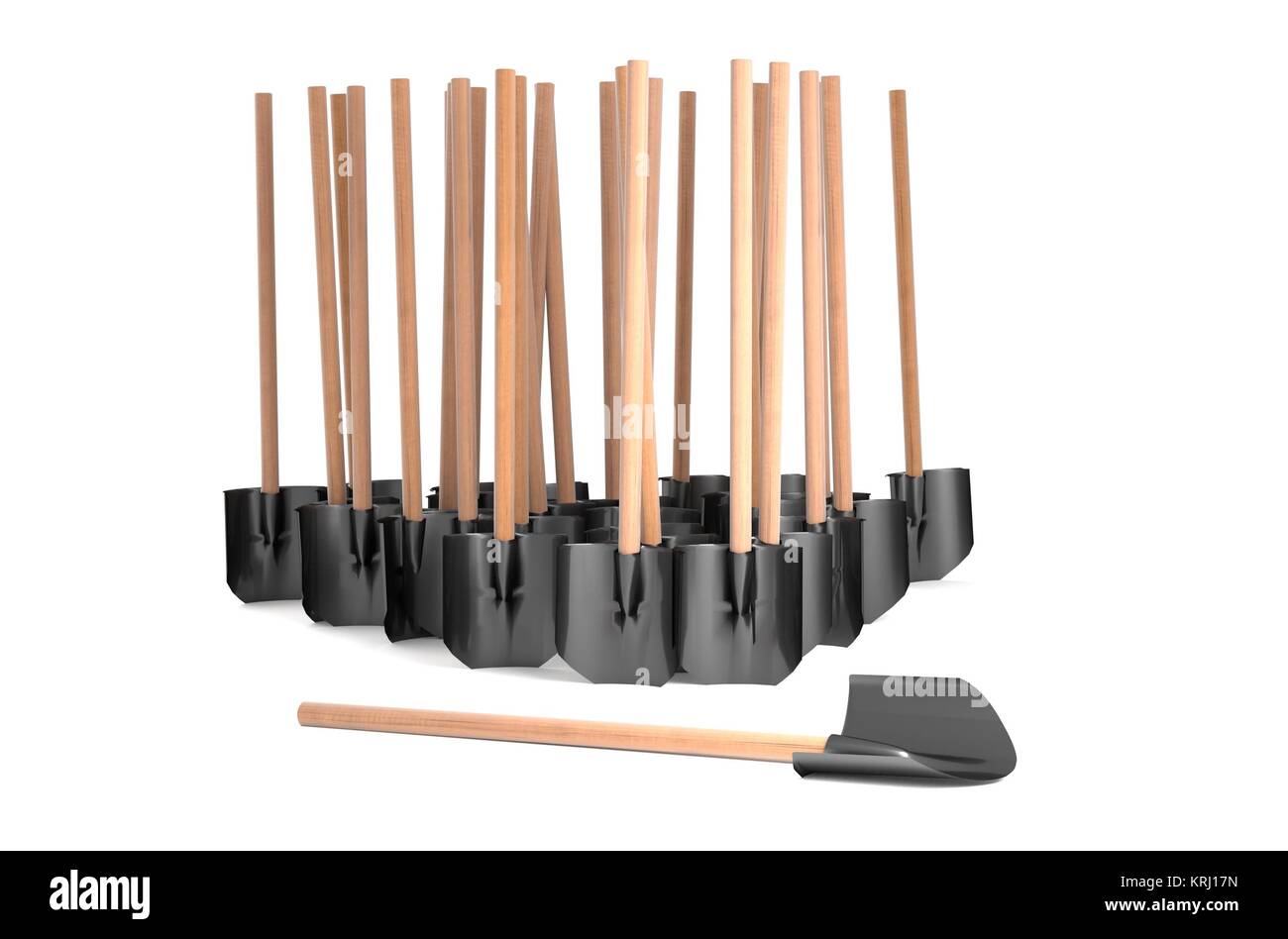 Set of many shovel 3d illustration Stock Photo