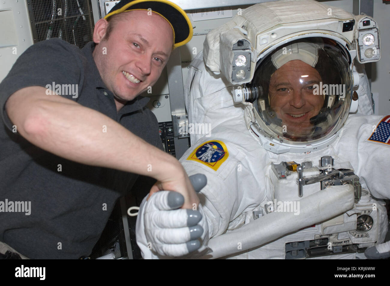 STS-119 Day 9 Fincke and Arnold Stock Photo