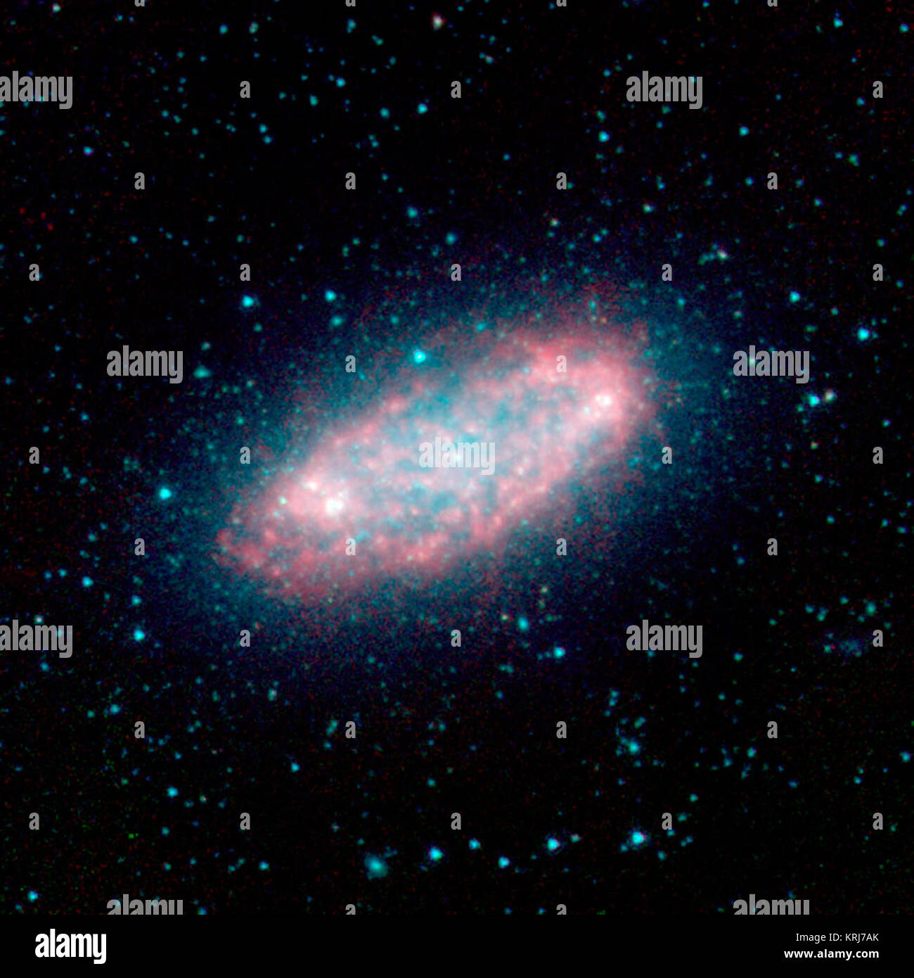 The nearby galaxy NGC 2976, located approximately million away in the Ursa Major near the Big Dipper, was captured by the Spitzer Infrared Nearby Galaxy Survey (SINGS) Legacy