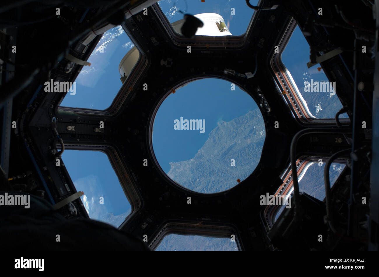 ISS STS130 Cupola view of Algeria coast Stock Photo Alamy