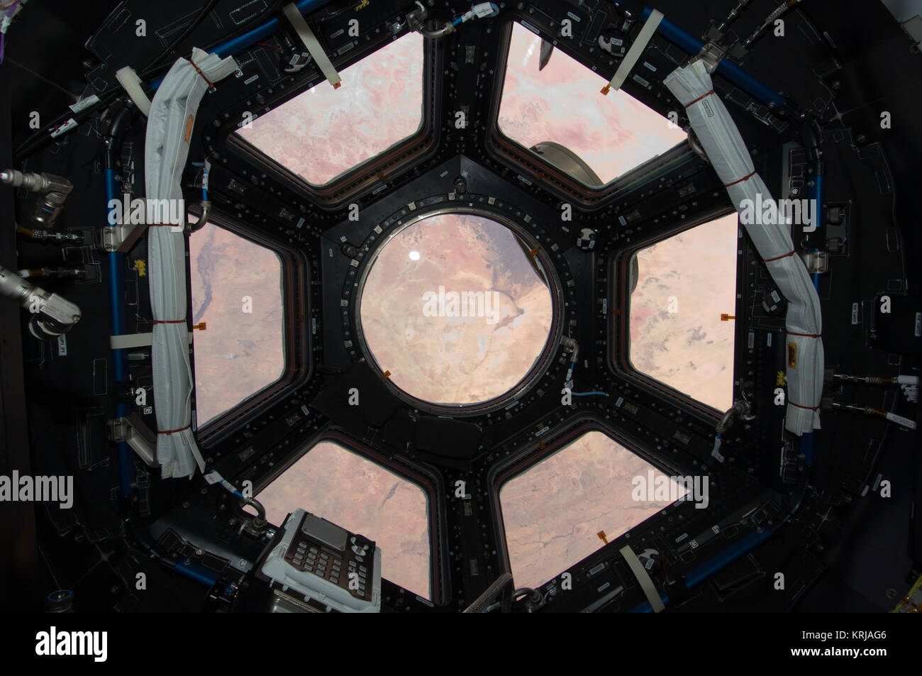 Cupola ISS open shutters Stock Photo Alamy