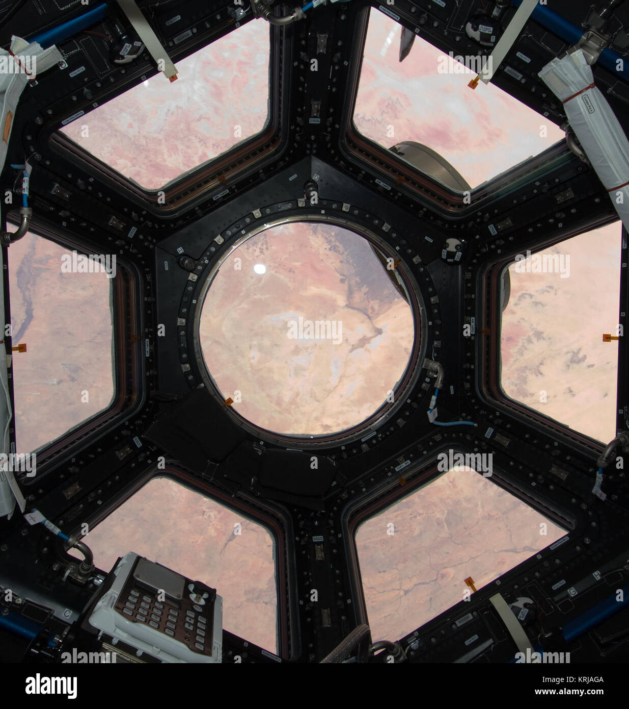 Cupola ISS open shutters middle crop Stock Photo Alamy