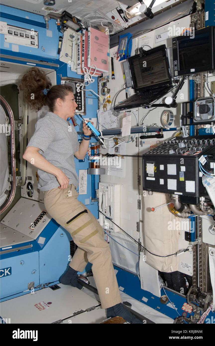 ISS-24 Tracy Caldwell Dyson in the Destiny lab Stock Photo