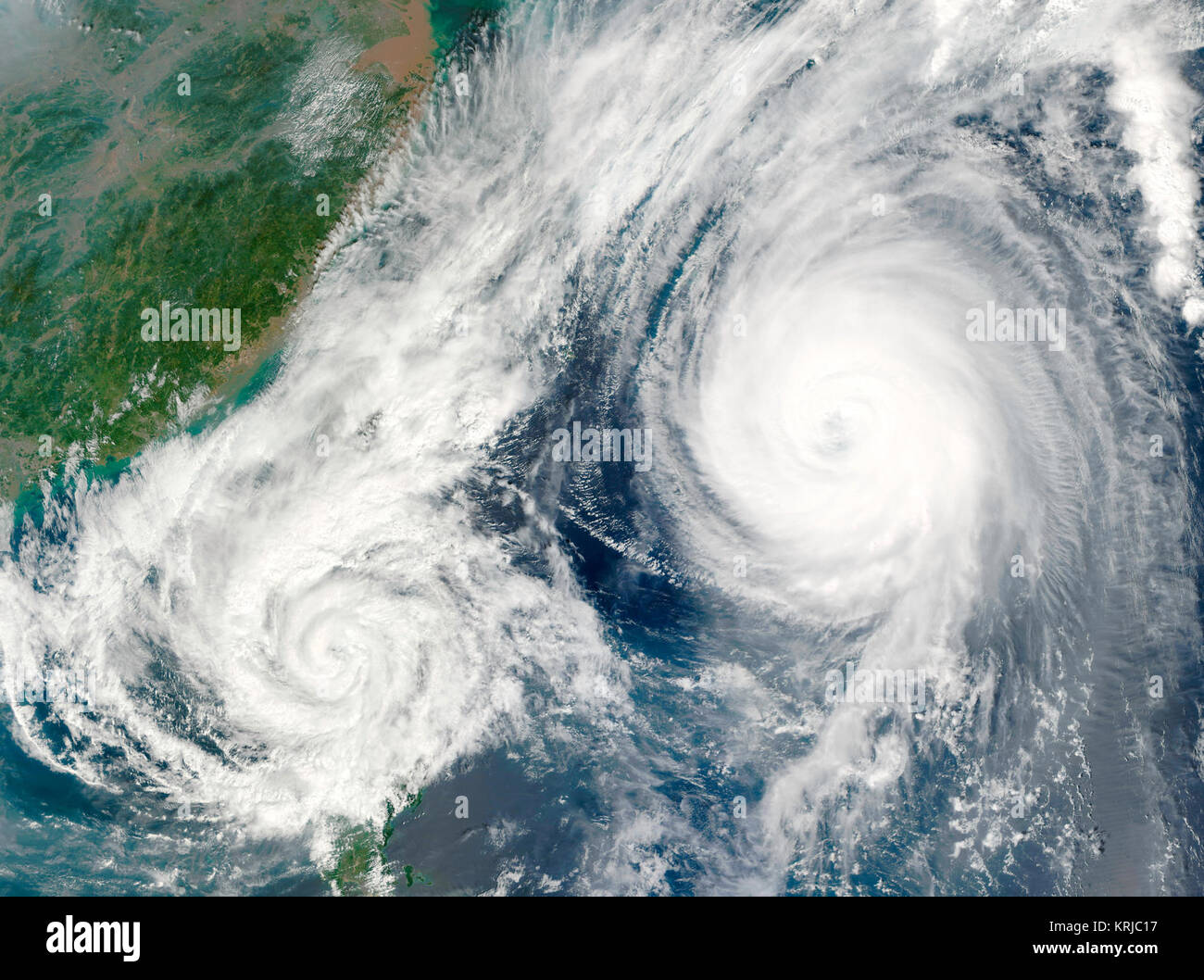 Typhoon Melor and Tropical Storm Parma Stock Photo