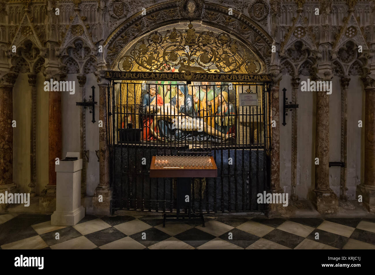 Chapel of Christ Lying. Chapel inside the Cathedral of Toledo. Stock Photo