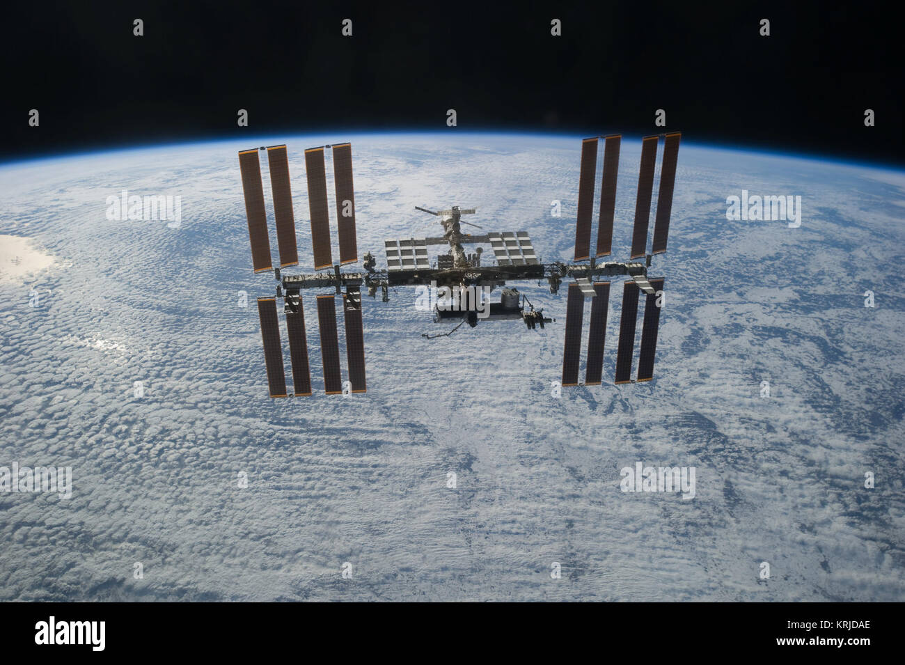 Sts 133 International Space Station After Undocking 2 Stock Photo Alamy