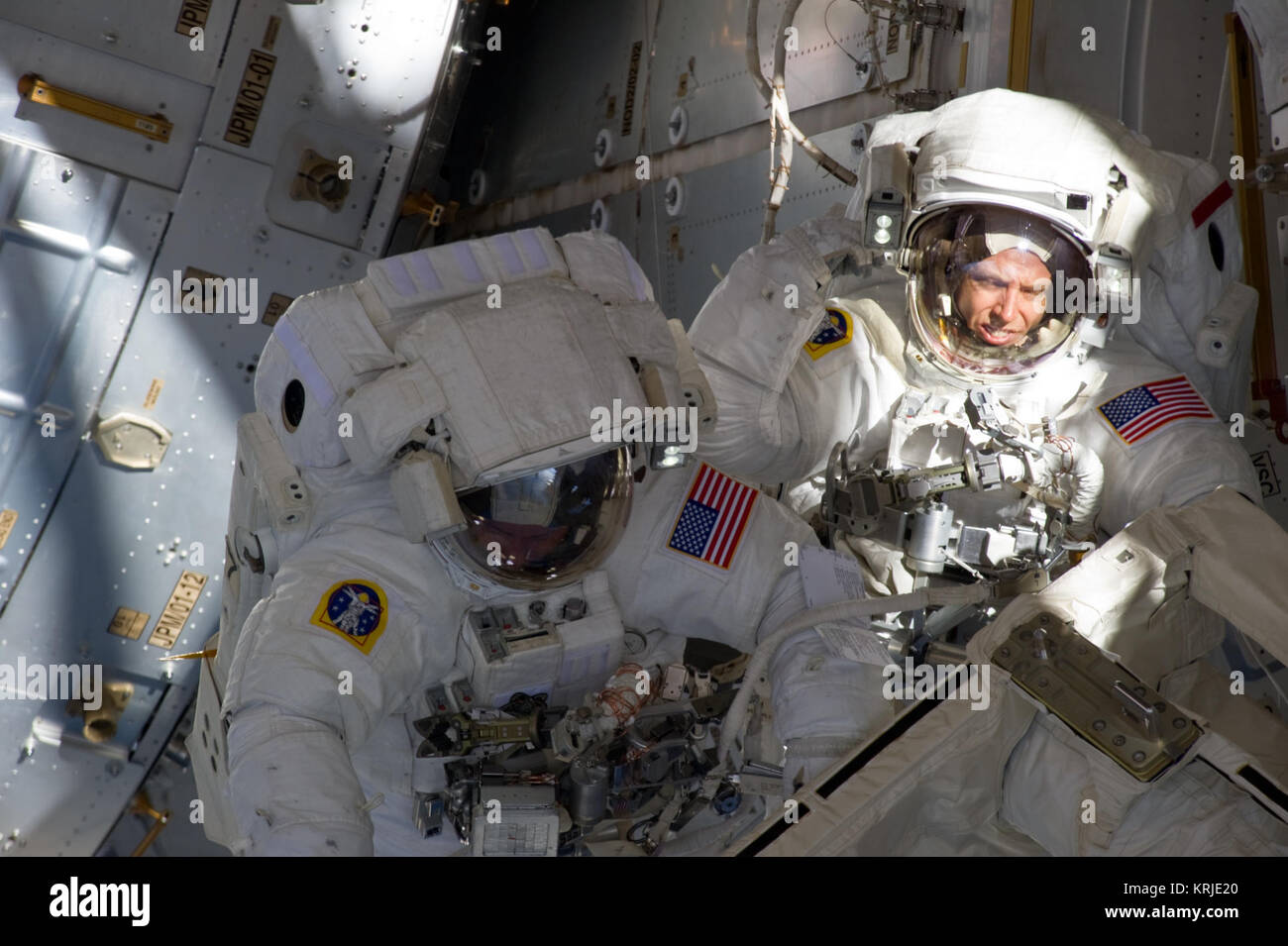 STS-134 EVA3 Drew Feustel and Michael Fincke Stock Photo
