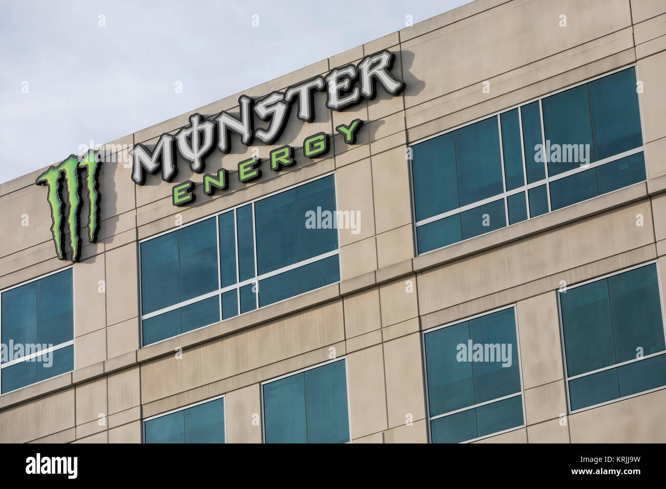 A logo sign outside of the headquarters of the Monster Beverage Corporation  in Corona, California on December 9, 2017 Stock Photo - Alamy
