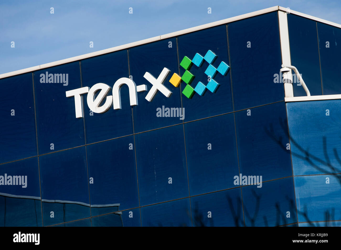 A logo sign outside of the headquarters of Ten-x in Irvine, California on December 9, 2017. Stock Photo