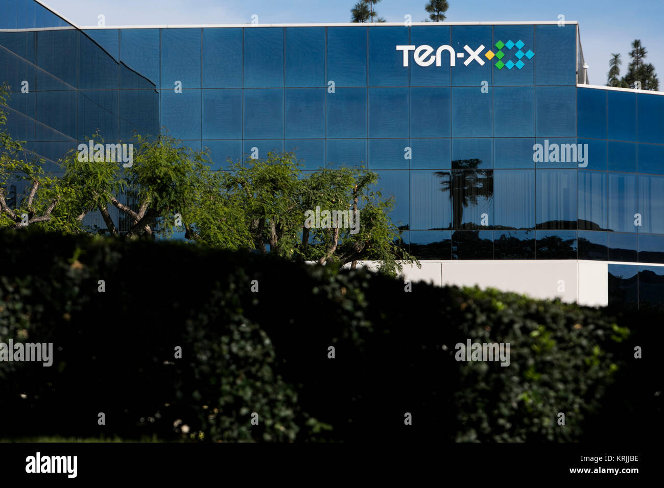 A logo sign outside of the headquarters of Ten-x in Irvine, California on December 9, 2017. Stock Photo