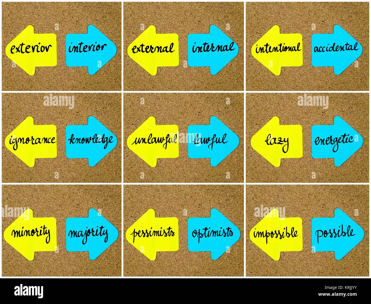 Contronym Antonym concepts written on opposite arrows Stock Photo - Alamy