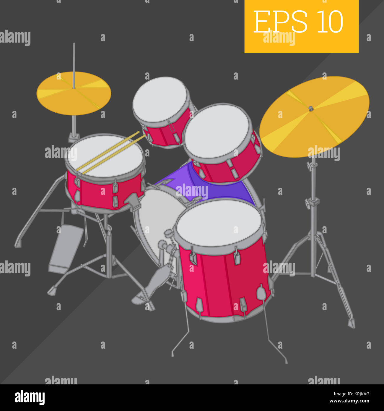 drum kit isometric vector illustration Stock Photo - Alamy