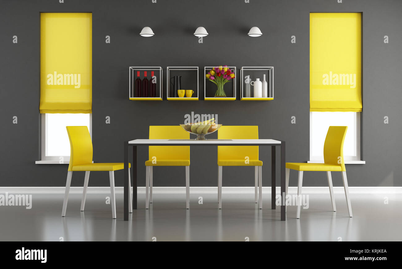 Black and yellow living room Stock Photo Alamy