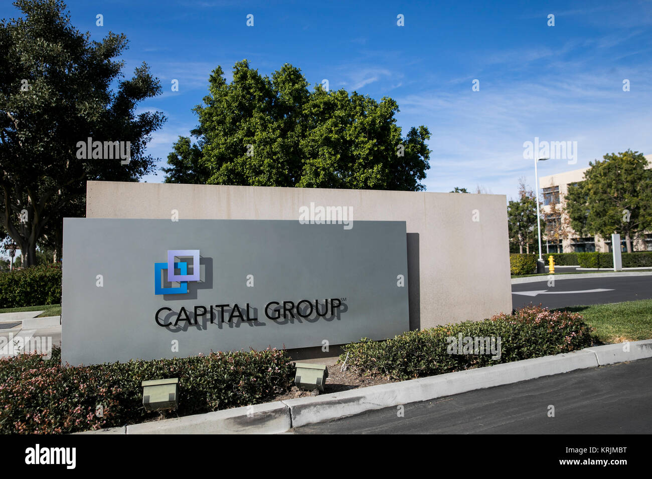 A logo sign outside of a facility occupied by The Capital Group Companies, Inc., in Irvine, California, on December 9, 2017. Stock Photo