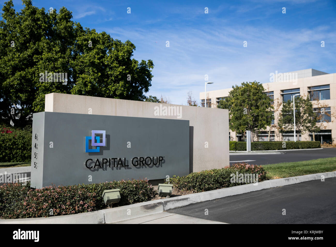 A logo sign outside of a facility occupied by The Capital Group Companies, Inc., in Irvine, California, on December 9, 2017. Stock Photo