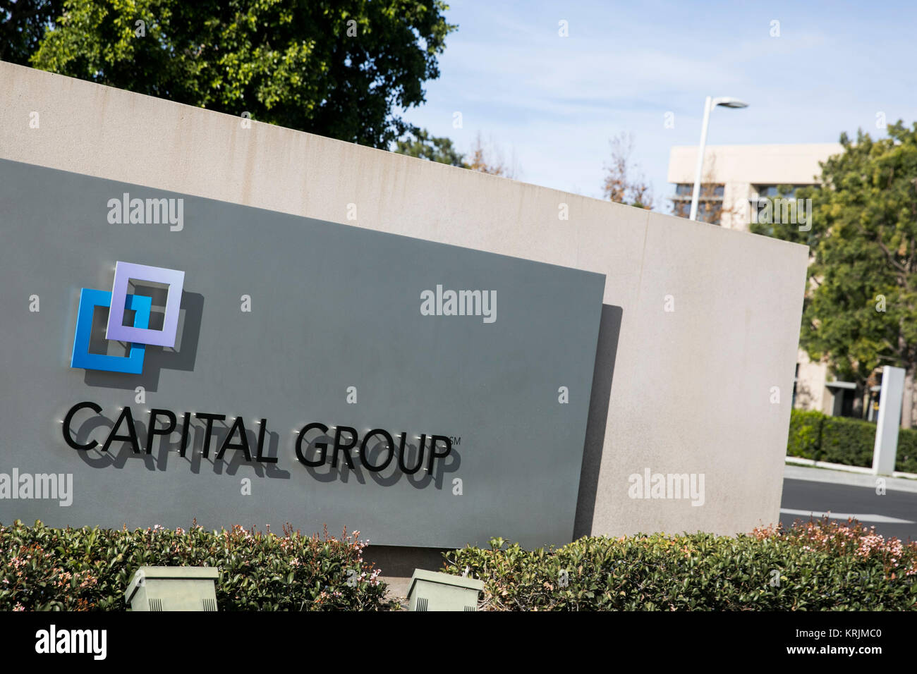 A logo sign outside of a facility occupied by The Capital Group Companies, Inc., in Irvine, California, on December 9, 2017. Stock Photo