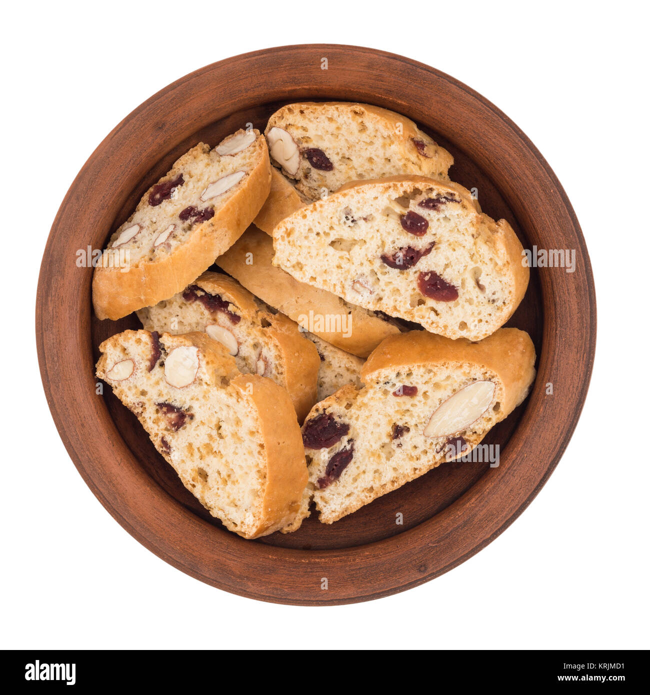 Cookies with raisins in a ceramic plate. Isolated on white background. Stock Photo