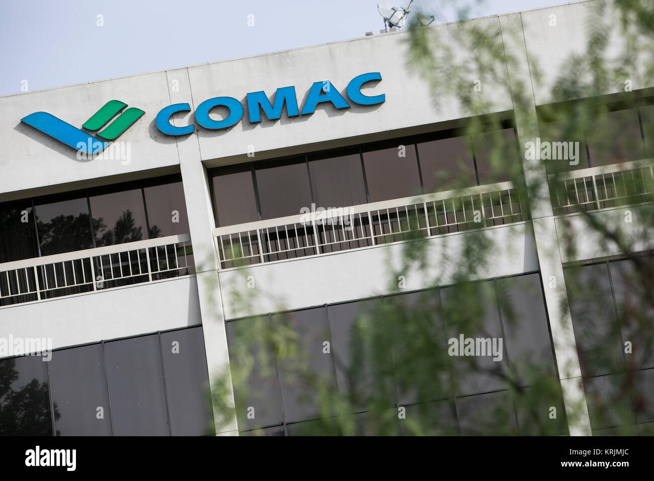 A logo sign outside of a facility occupied by The Commercial Aircraft Corporation of China, also known as COMAC, in Irvine, California, on December 10 Stock Photo