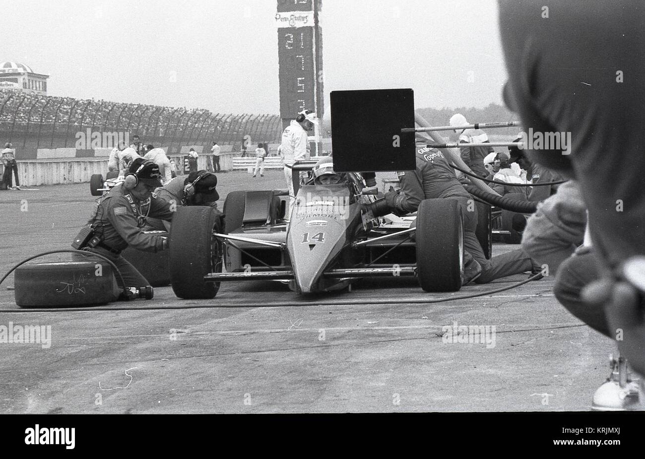 Pit action during Indy race at Pocono Raceway in 1988 Stock Photo - Alamy