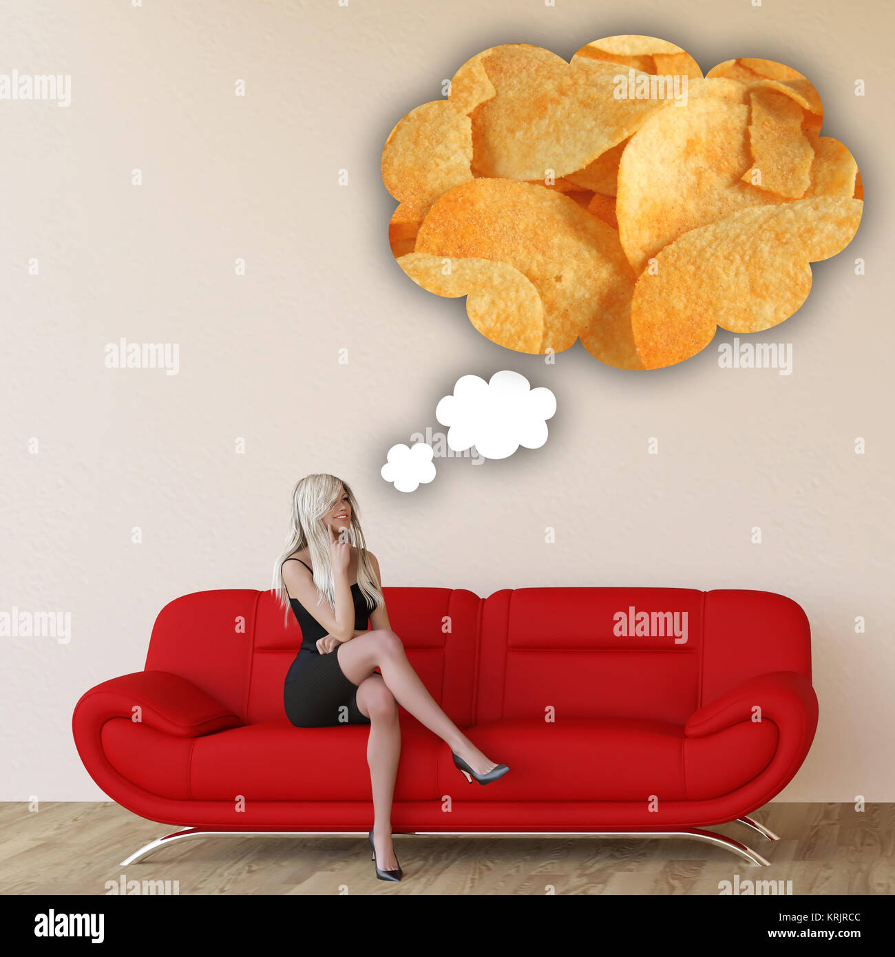 Woman Craving Potato Chips Stock Photo Alamy