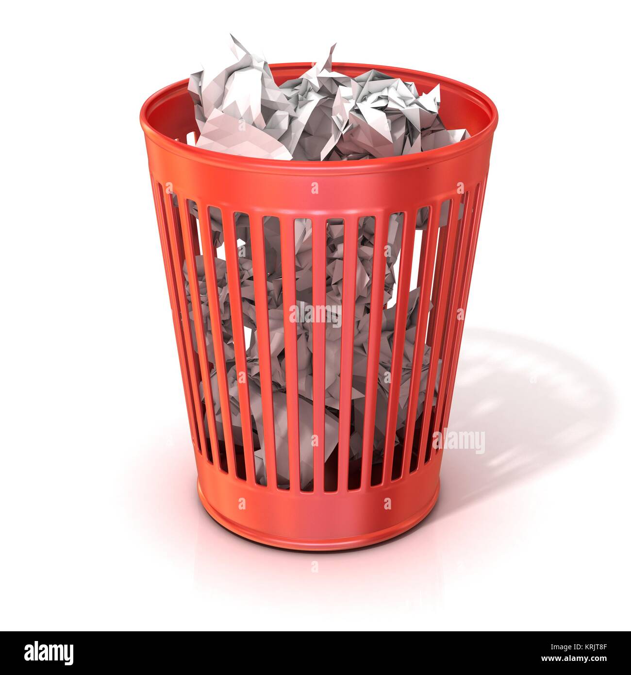 Red trash bin, full of crumpled paper Stock Photo Alamy