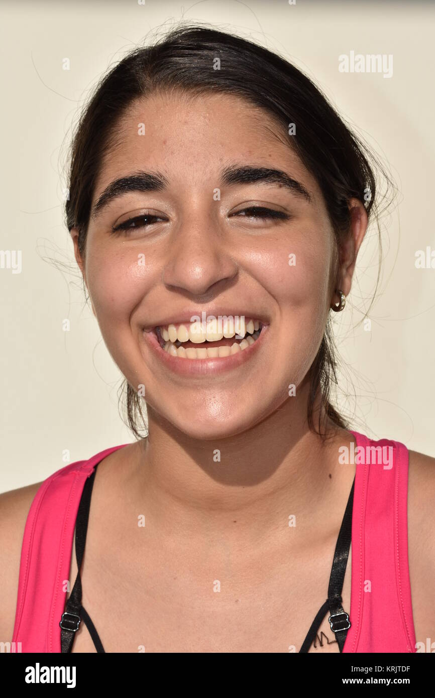 Latina Teenager Female Smiling Stock Photo