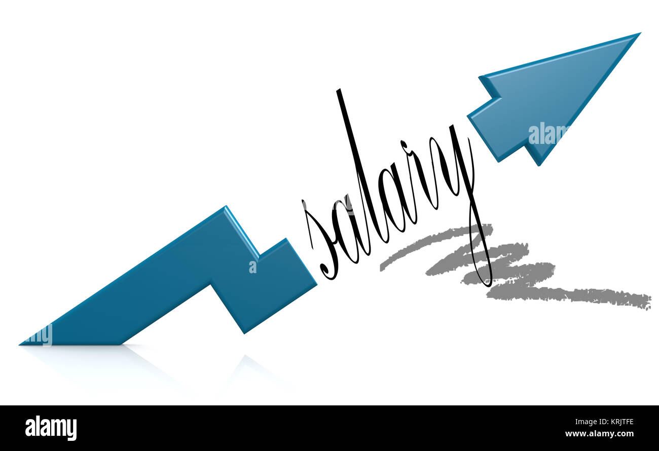 Blue arrow with salary word Stock Photo - Alamy