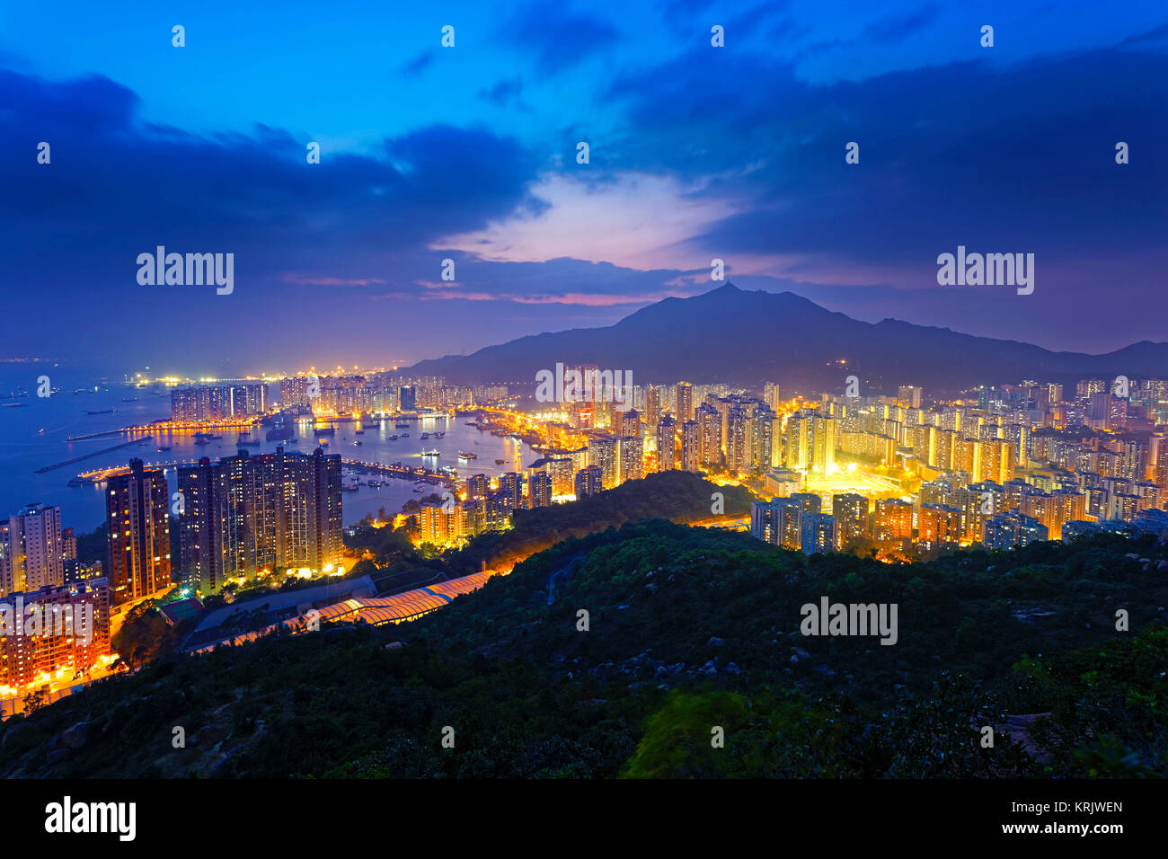 Hong Kong Tuen Mun skyline and South China sea Stock Photo - Alamy