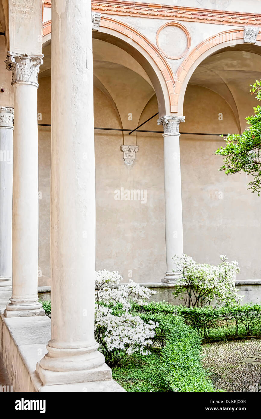 Cloister inside Santa Maria delle Grazie in Milan, Italy Stock Photo