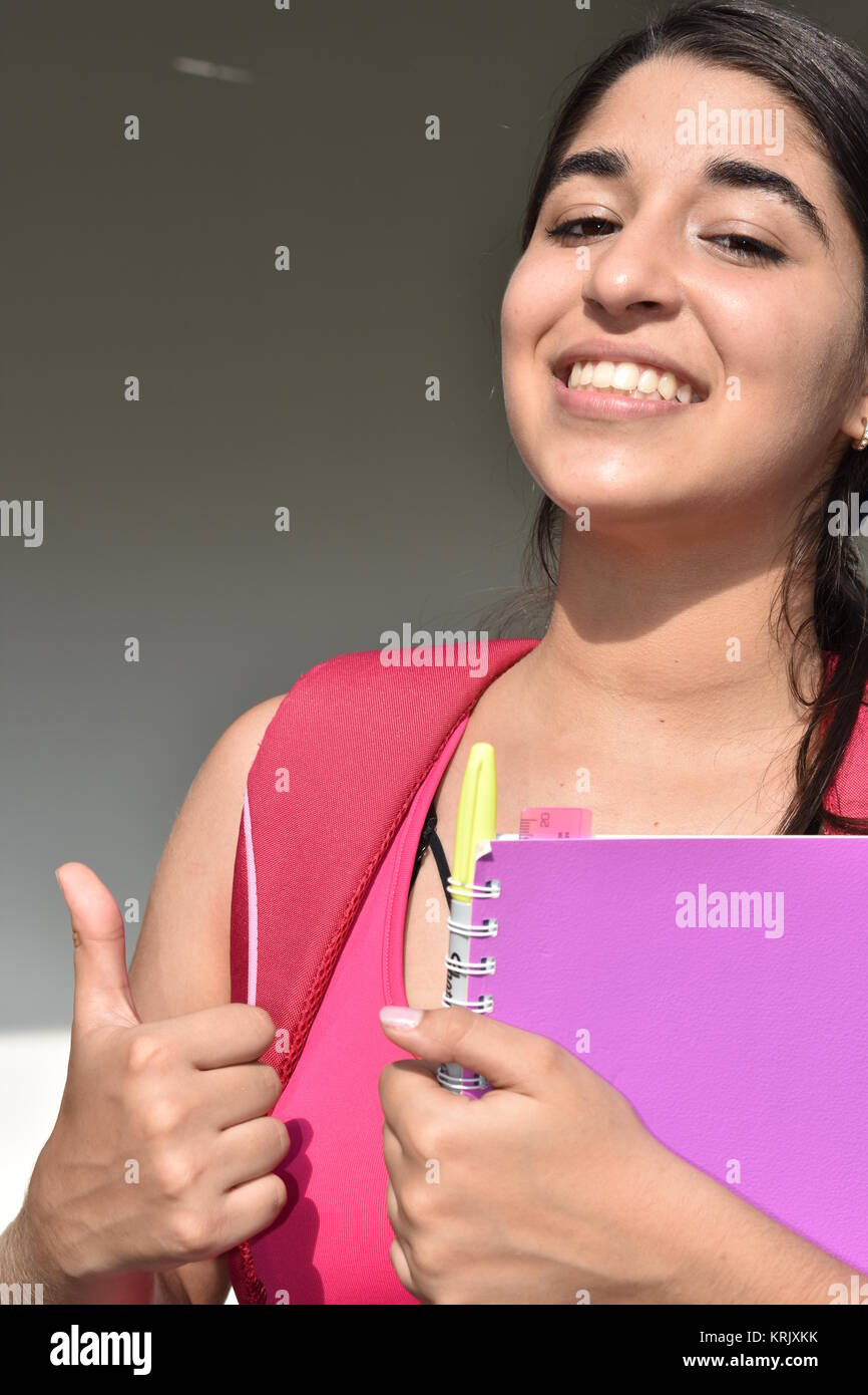 Young Girl Student With Thumbs Up Stock Photo - Alamy