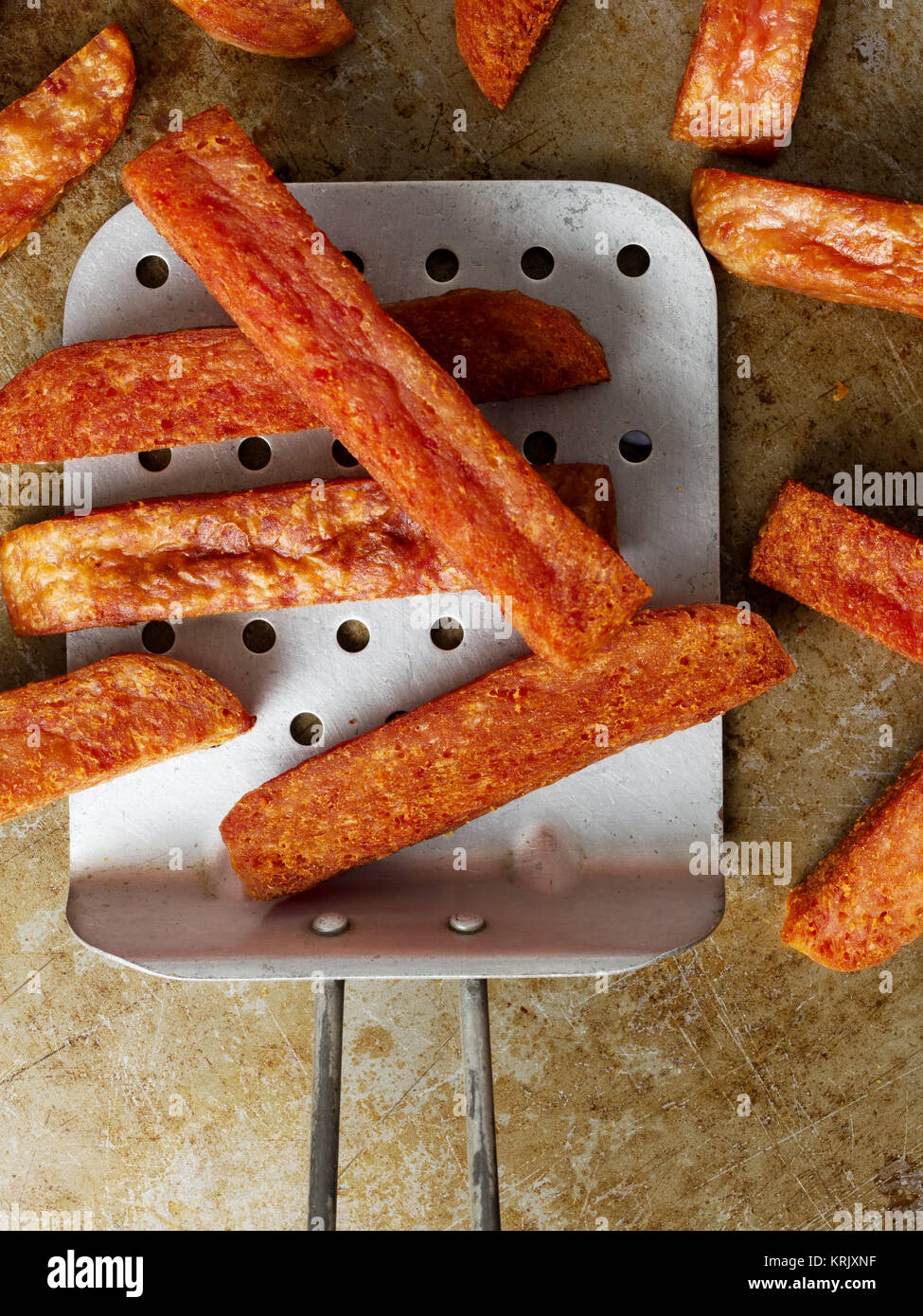 rustic comfort food snack spam fries Stock Photo