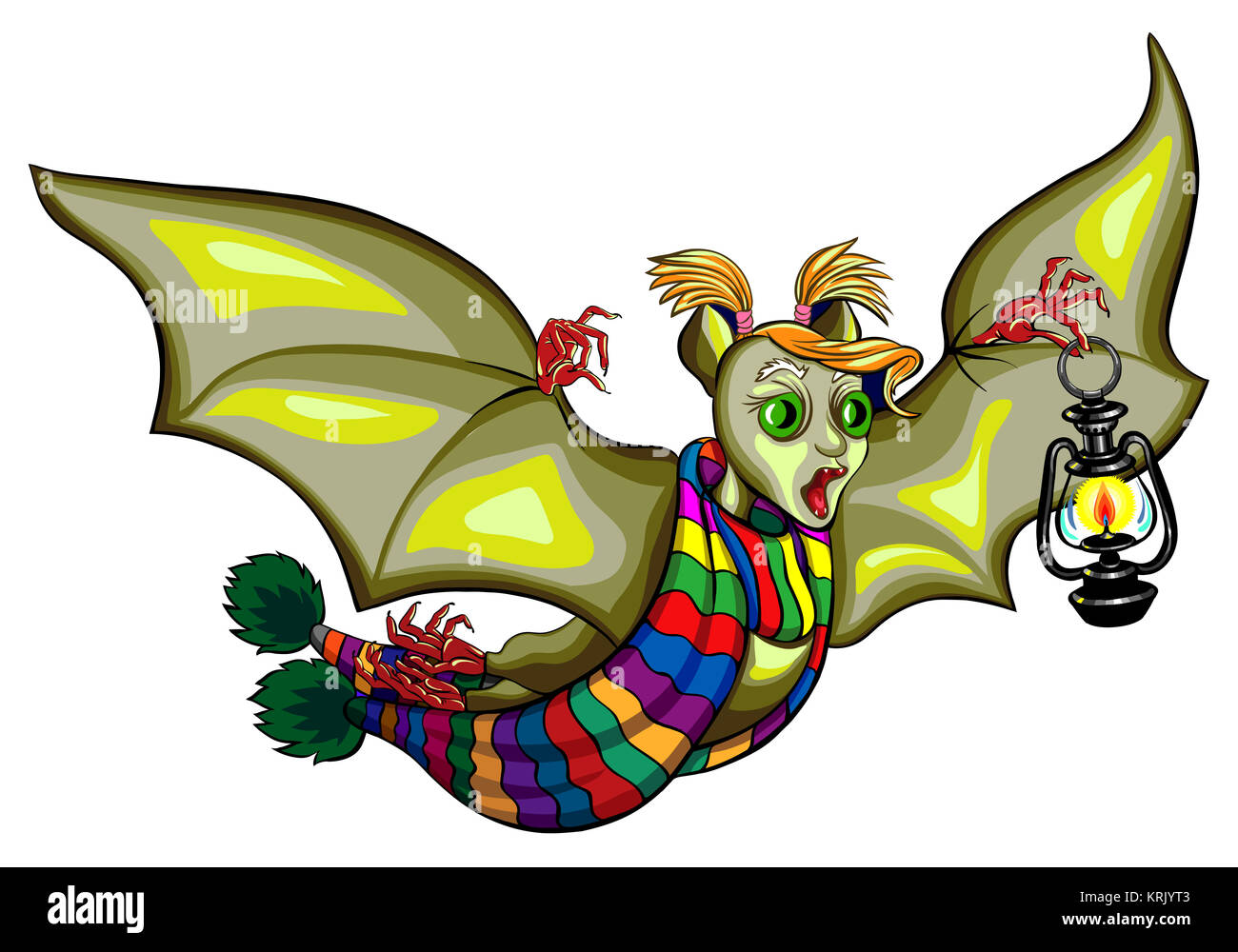 Illustration of Cute Cartoon Halloween bat flying Stock Photo - Alamy