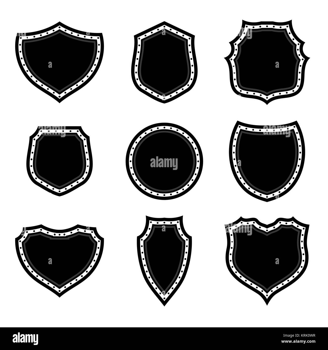 Set of Different Shields Silhouettes Stock Photo