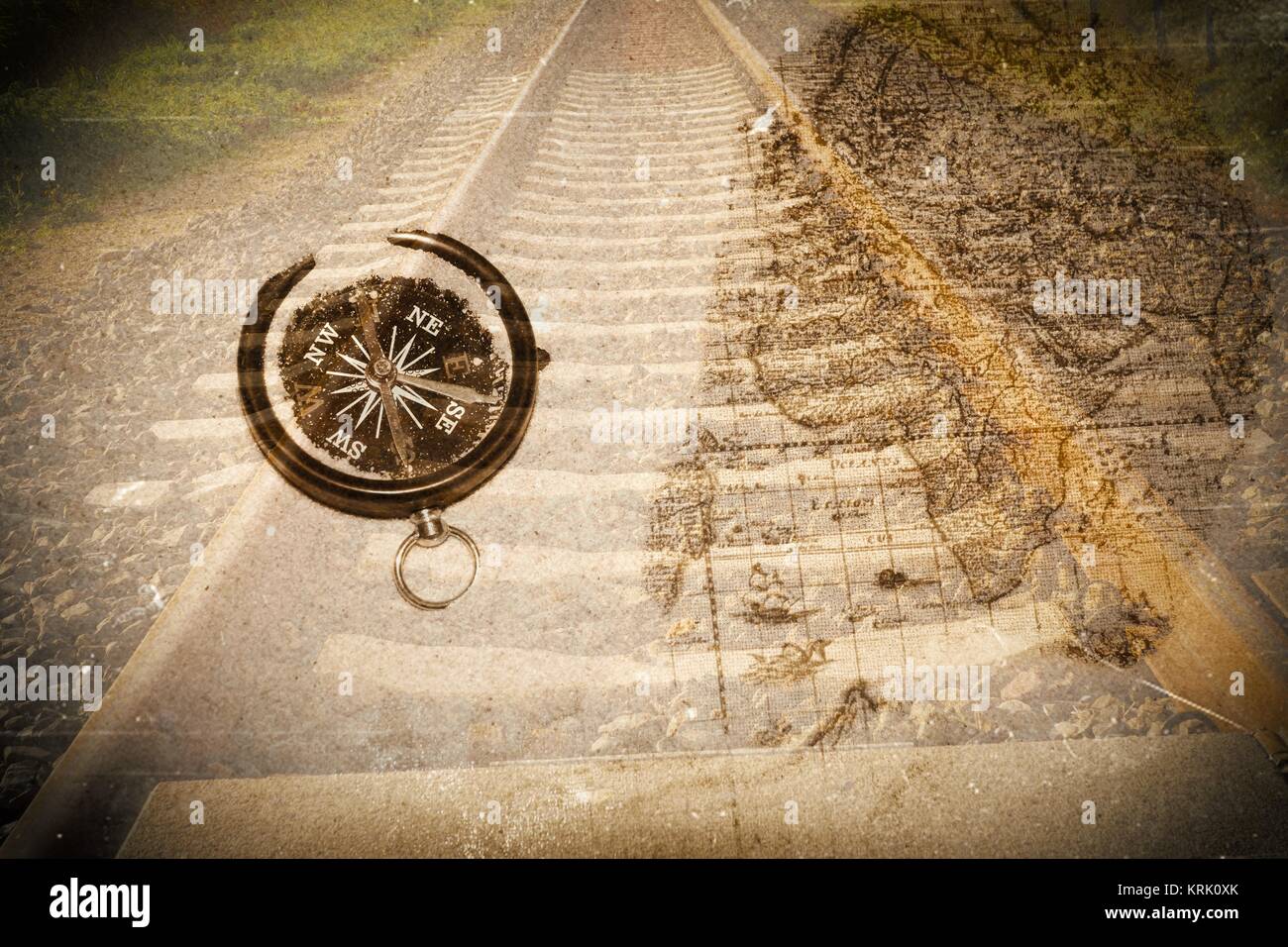 compass on an old map Stock Photo - Alamy