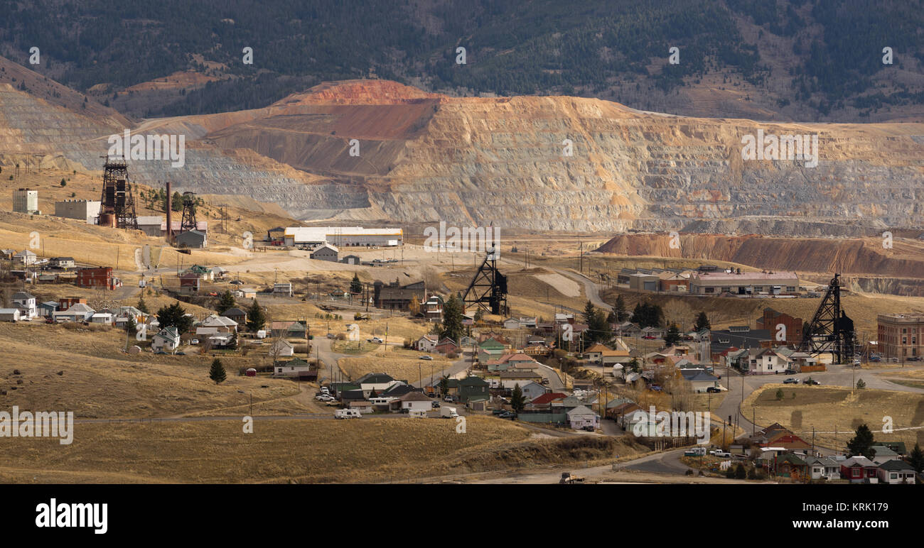 Mining Activities Equipment Houses Walkerville Butte Montana USA Stock