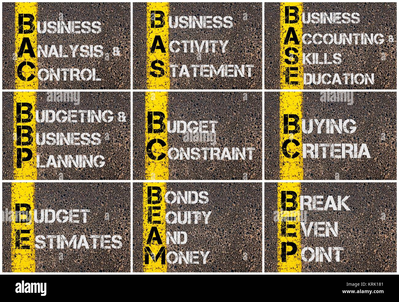 Photo collage of Business Acronyms Stock Photo Alamy