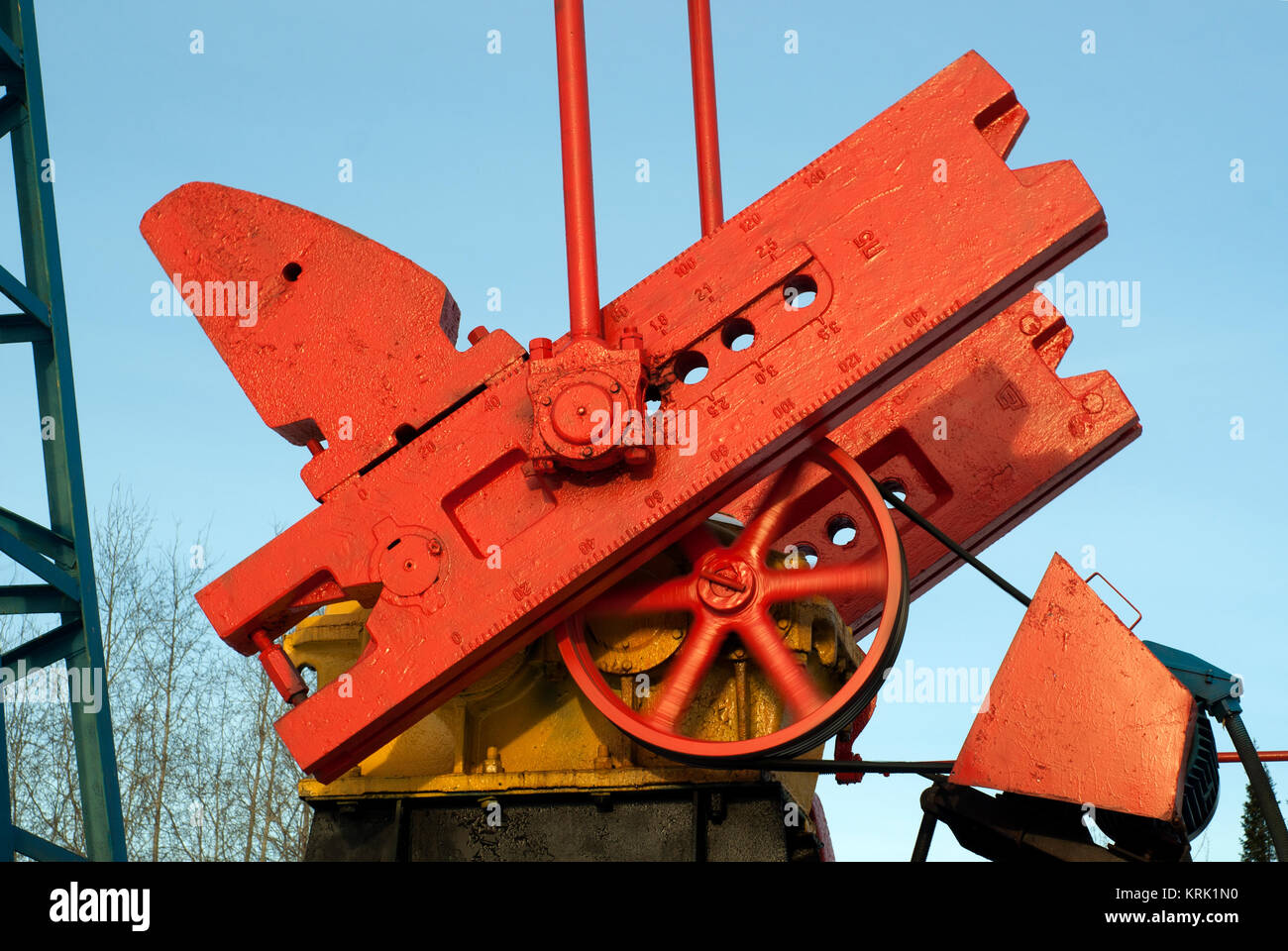 Crank, counter weight, pitman arm and revolving flywheel of oil