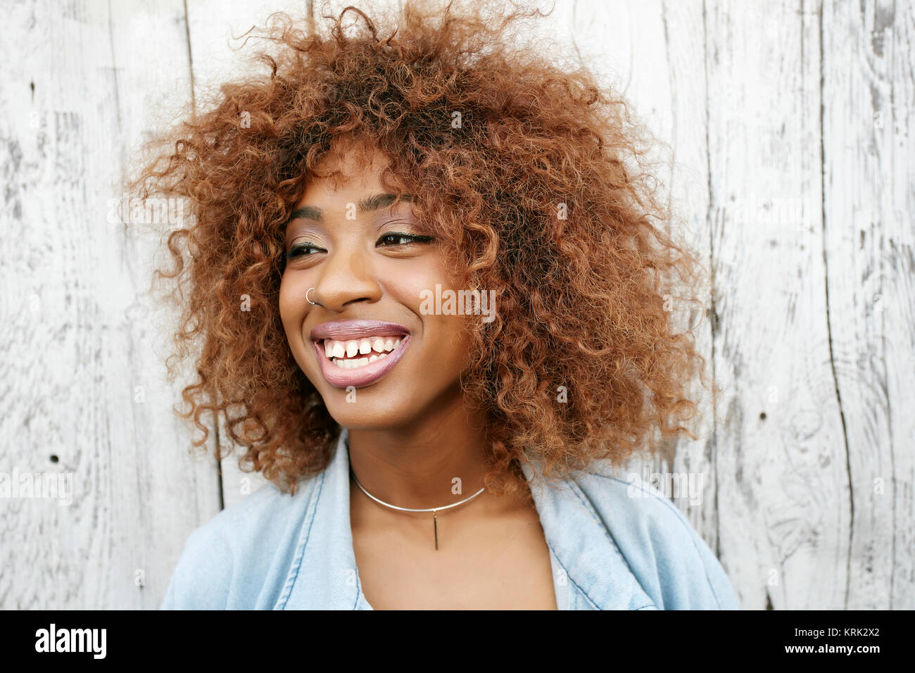 Close up of smiling black woman Stock Photo