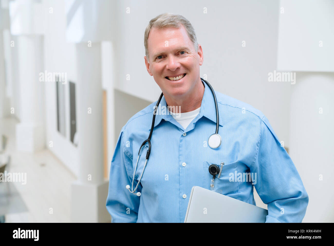 Portrait of smiling Caucasian doctor Stock Photo